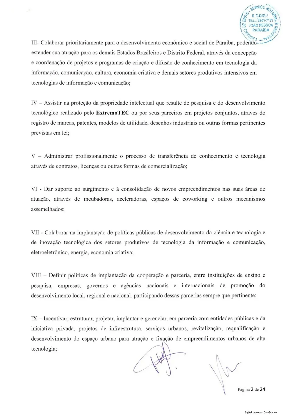 Estatuto social da Extremotec, página 2 de 24