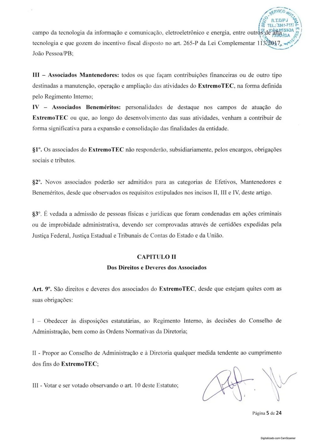 Estatuto social da Extremotec, página 5 de 24