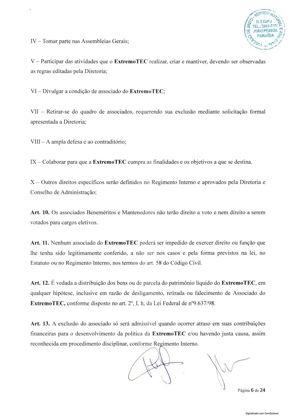 Estatuto social da Extremotec, página 6 de 24