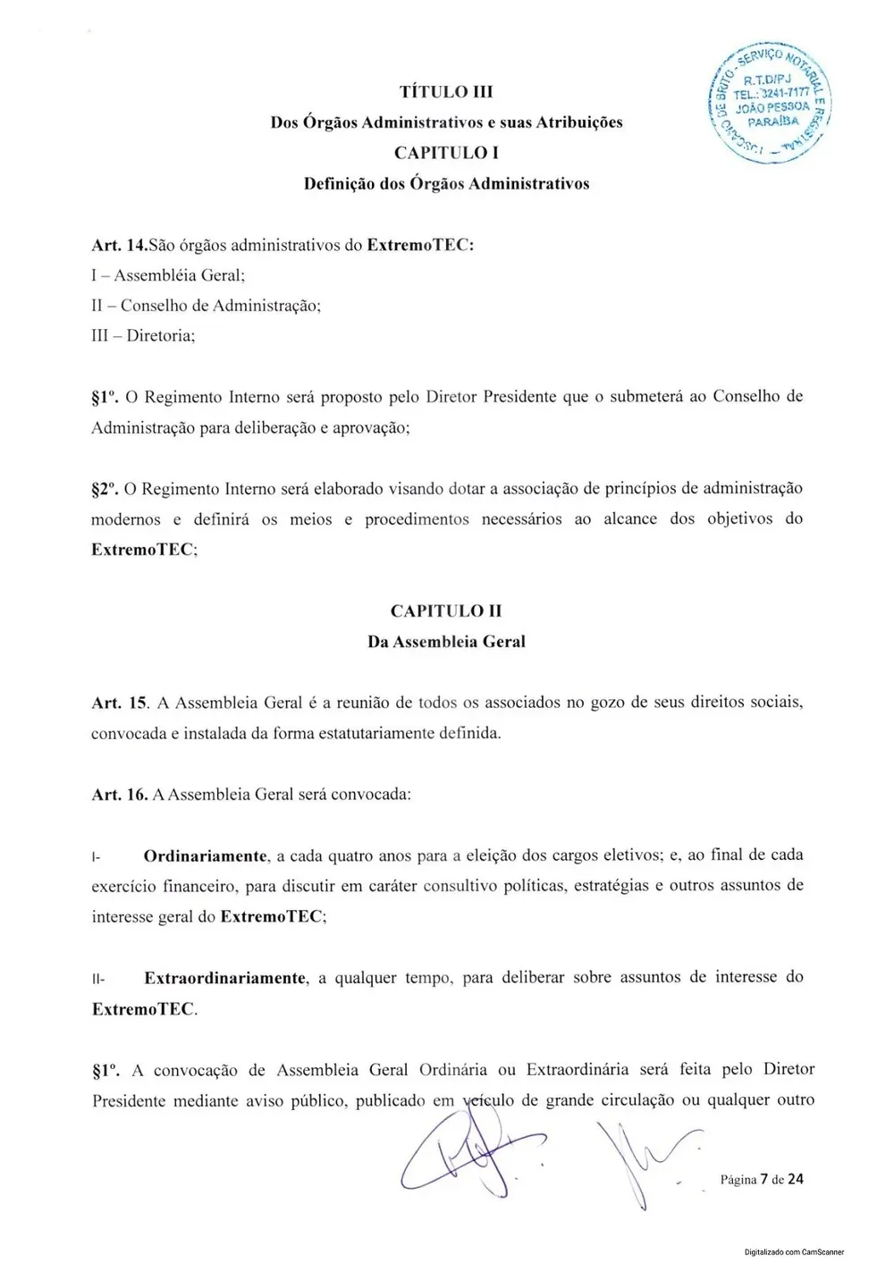 Estatuto social da Extremotec, página 7 de 24