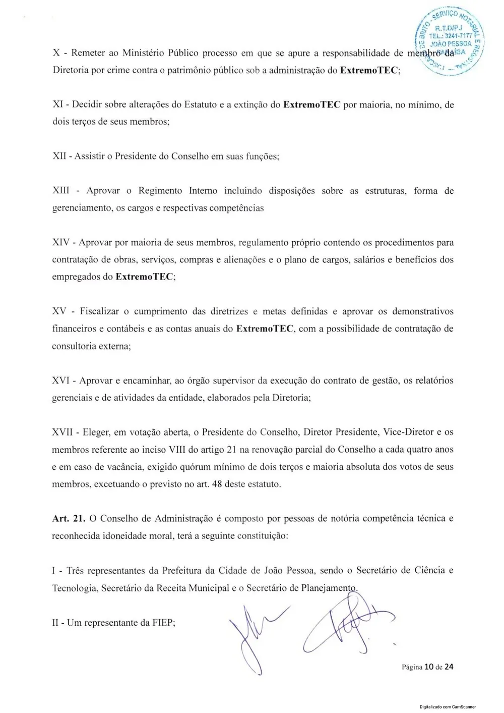 Estatuto social da Extremotec, página 10 de 24