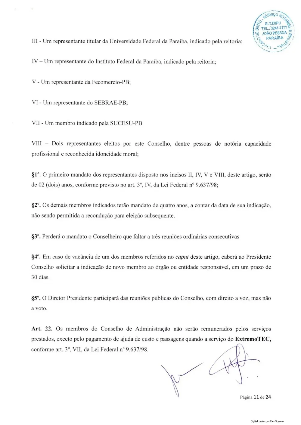 Estatuto social da Extremotec, página 11 de 24