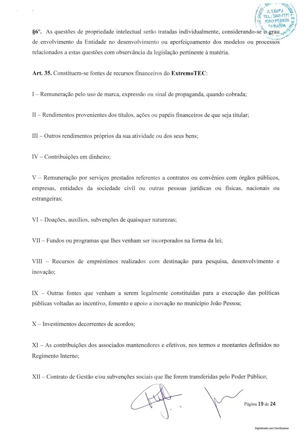 Estatuto social da Extremotec, página 19 de 24